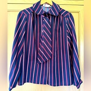 Vintage Lady Arrow Retro Tie Front Blouse / Made USA / vintage size 12